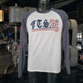25th Anniversary men's White and Blue baseball style t-shirt
