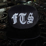 FTS Black flatbill snapback hat with white embroidery