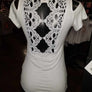Rhinestone Gradient Cold Shoulder - Women's white cold-shoulder short sleeved top