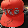 FTS Red flatbill snapback hat with silver gray embroidery - Autographed by Michael Ballard