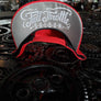 FTS Red flatbill snapback hat with silver gray embroidery