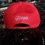 FTS Red flatbill snapback hat with silver gray embroidery