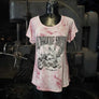 FTS Ladies Libertywear FT7521 - Women's "Pink Crystal Wash" pink tie-dye style short sleeved top with black lace back