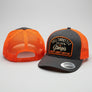 Full Throttle World’s Largest Biker Bar Trucker Hat – Charcoal & Orange