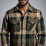 Full Throttle Rocker Plaid Flannel – Olive, Tan & Black