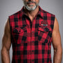 Full Throttle Rocker Sleeveless Buffalo Plaid Flannel – Red & Black