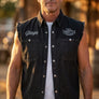 Full Throttle Cutoff Denim Vest – Black