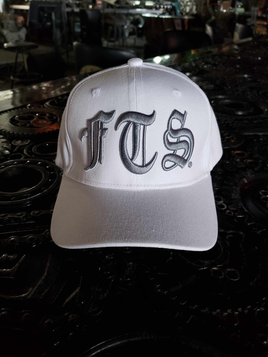 FTS Logo fitted hat - white with silver gray