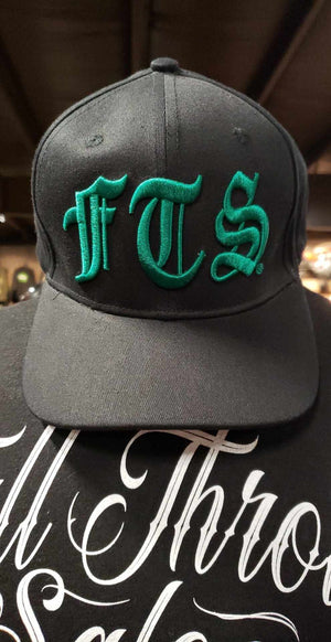FTS Black flatbill flexfit hat with green embroidery - Autographed by Michael Ballard