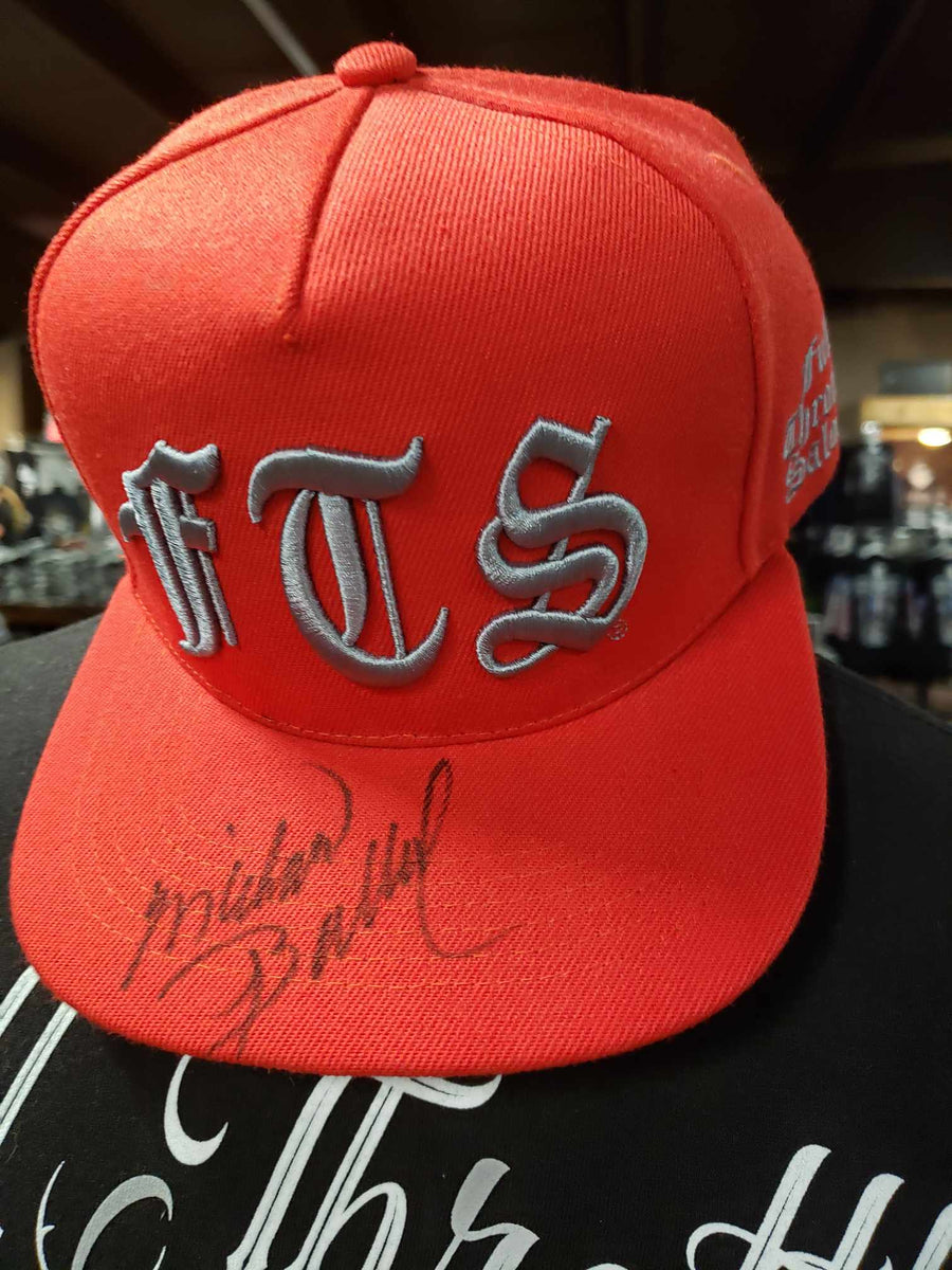 FTS Red flatbill snapback hat with silver gray embroidery - Autographed by Michael Ballard