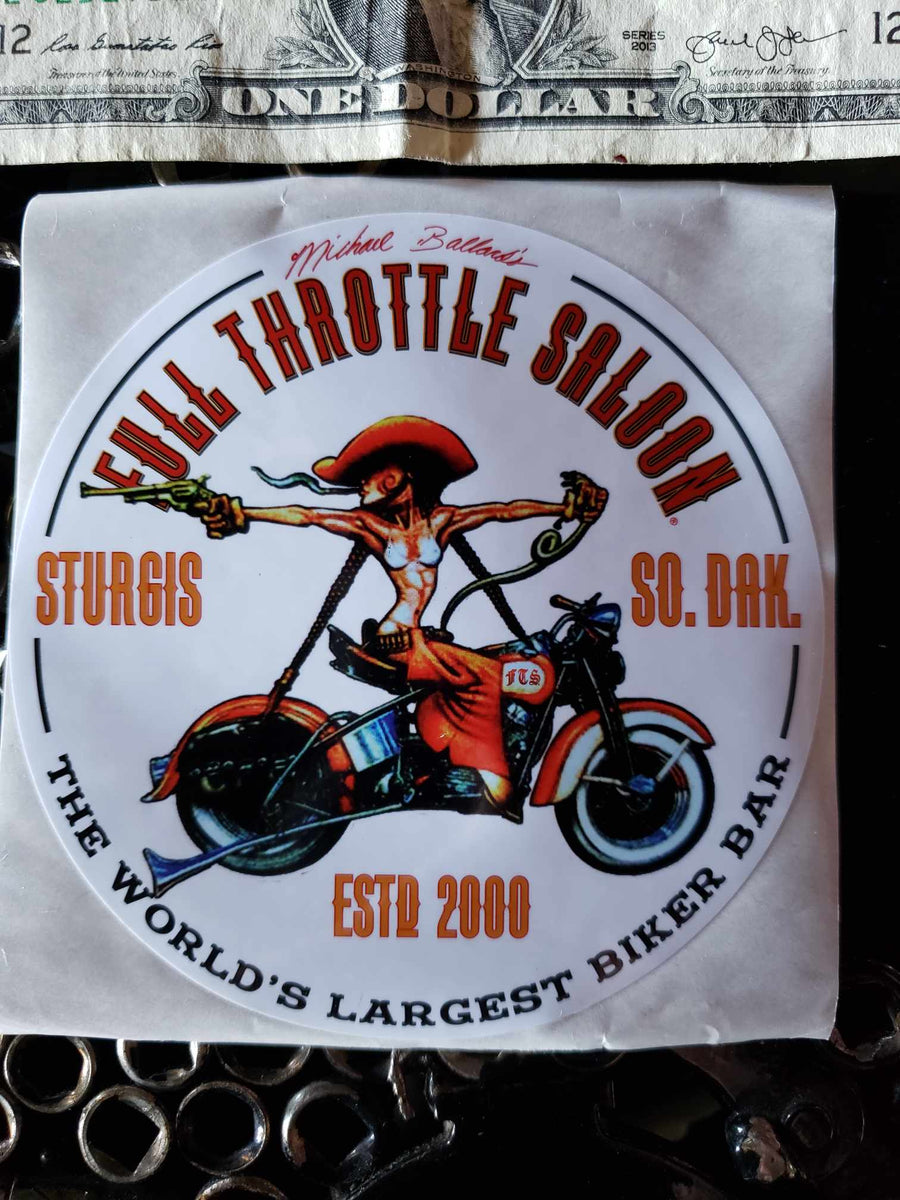 Sticker 16 - Full Throttle ponytail cowgirl pinup large sticker