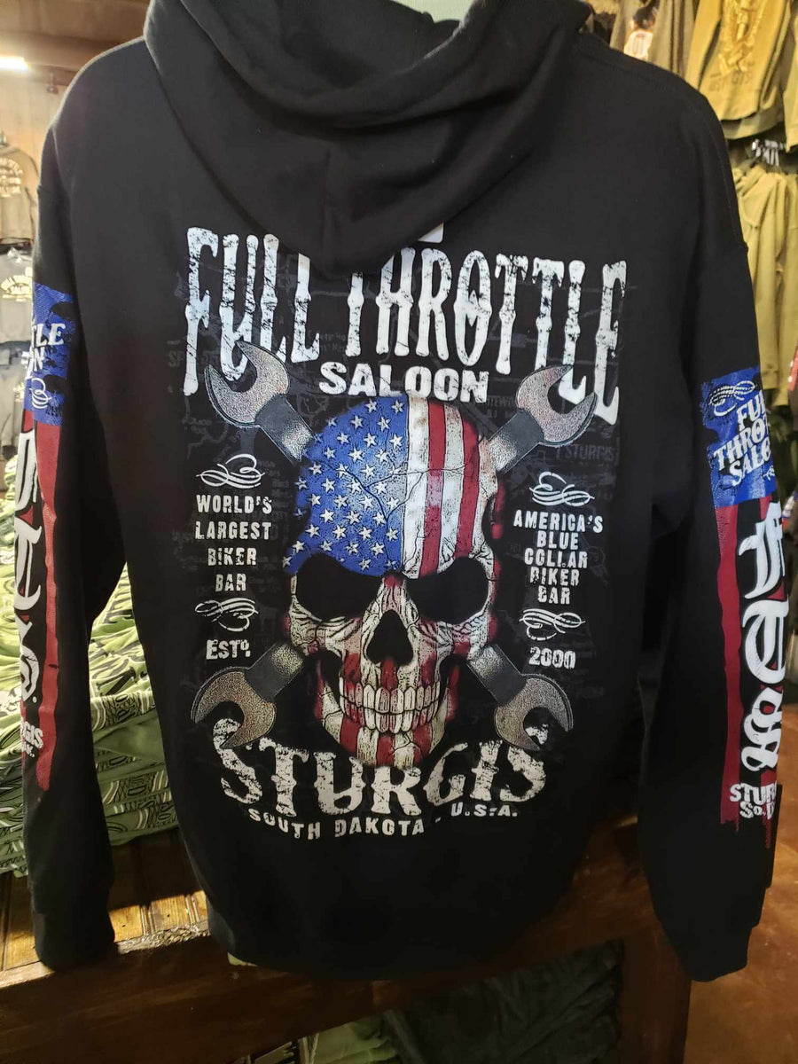 Flag Skull Hooded Sweatshirt Hoodie 090