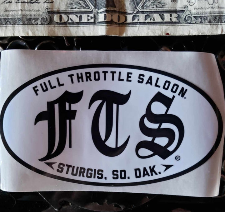 Sticker 11 - Full Throttle white with black oval sticker