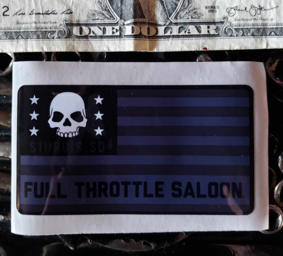 Sticker 13 - Full Throttle grey-scale flag sticker