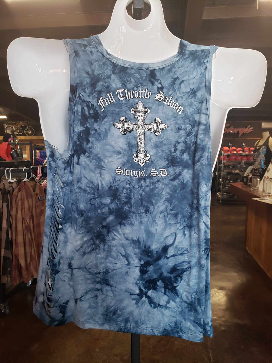 FTS Ladies Libertywear FT7713 -  "Flying Cross" Women's loose fit tank top with lazer cut sides