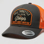 Full Throttle World’s Largest Biker Bar Trucker Hat – Charcoal & Orange