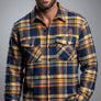 Full Throttle Rocker Plaid Flannel – Navy, Gold & Cream