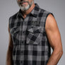 Full Throttle Rocker Sleeveless Buffalo Plaid Flannel – Black & Gray
