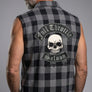 Full Throttle Rocker Sleeveless Buffalo Plaid Flannel – Black & Gray