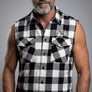 Full Throttle Rocker Sleeveless Buffalo Plaid Flannel – Black & White