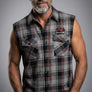 Full Throttle Rocker Sleeveless Plaid Flannel – Gray, Black & Red