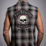 Full Throttle Rocker Sleeveless Plaid Flannel – Gray, Black & Red