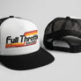 Full Throttle Retro Trucker Hat – White & Black