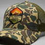 Full Throttle Mountain Camo Trucker Hat – Olive Green