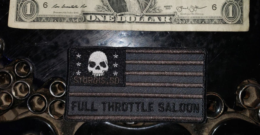 Patch 12 - Full Throttle Saloon 3.75 x 2 in Grayscale Flag FTS patch