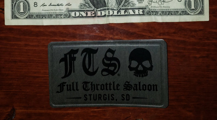 Patch 18 - Full Throttle Saloon 3.5 x 2.5 Gray pleather FTS patch