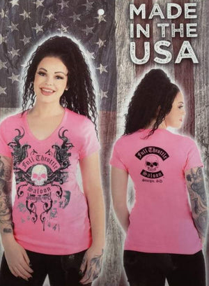FTS Ladies Libertywear FT7114 - Women's "Kiss of Death" V-neck short sleeve - pink